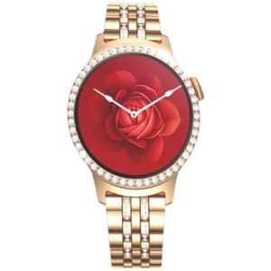 Telzeal LOLA5 Round Ladies Smart Watch – Elegant Gold Design with Interchangeable Straps and Wireless Charging
