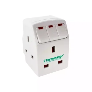 Terminator 13A 3 Way UK Socket Multi Adaptor With Individual Switch And Indicator- White