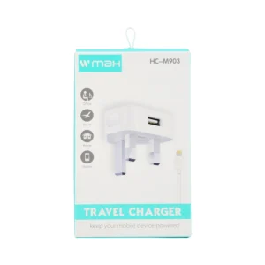 Wmax Travel Charger Fast Charge Cable with Lightening Type- White