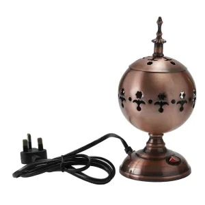 Electric Bakhoor Burner, Incense Metal Pot Oud Burner- Brown