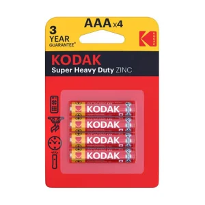 Kodak Super Heavy Duty AAA 1.5V Zinc Battery- Pack of 4 Pcs