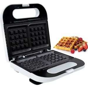 Geepas Waffle Maker with Non Stick Coating Plate- White