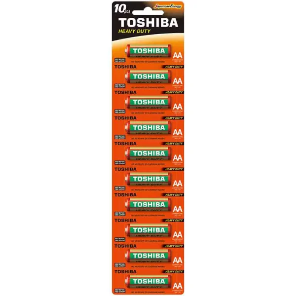 Toshiba Heavy Duty AA Carbon Zinc R6 1.5V Battery, Pack of 10 pcs
