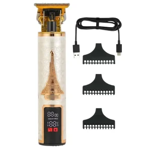 Geepas Professional Digital Hair Clipper With High Perfomance T Blade- 6pcs