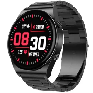 G Tab Smart Watch GT3 Pro Round Shape with Two Set Strap Voice Assistance HD Voice Call IP67 Waterproof 1.32 inch Display- Black