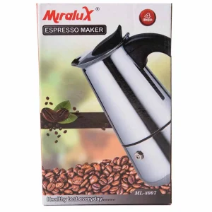 Miralux Espresso Maker for Great Flavored Strong Espresso, Stovetop Espresso Pots For 4 Cups, Silver