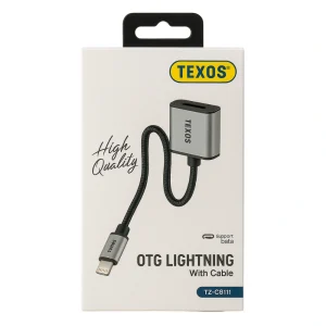 Texos OTG Lightning With Cable USB-A Female USB OTG Cable Adapter- Gray