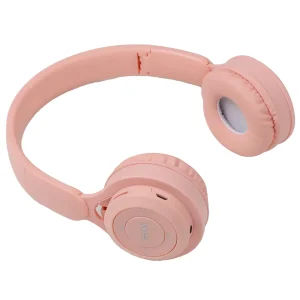 Wireless Bluetooth Foldable Headphones, Built-In Microphone, Hi-Fi Stereo, Soft Earmuffs and Wired Mode for Pc, Cellphone with Charging Cable- Pink