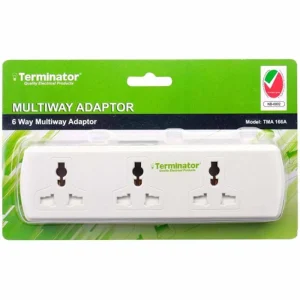 Terminator 6 Way Multiway Adaptor with Switch- White