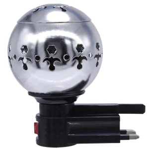 Electric Bakhoor Burner Aroma Incense Burner Free Plug Oud Resin Frankincense Camphor Positive Energy Gift- Silver
