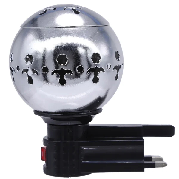 Electric Bakhoor Burner Aroma Incense Burner Free Plug Oud Resin Frankincense Camphor Positive Energy Gift- Silver