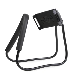 Black Necklace Cellphone Support Universal Adjustable Neck Mount, Fits up to 7 Screens Large Smartphone Also 7 Tablets, Phone Holder