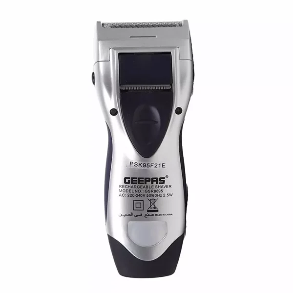Silver Shaving Machine Geepas Rechargeable Shaver GSR8695 Machine with Charging Plug and Brush