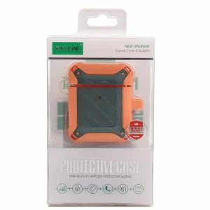 Stoptime Wireless Charging Air Pods Protective Case with Keychain, Protective and Charging Case for Air pods- Grey/Orange