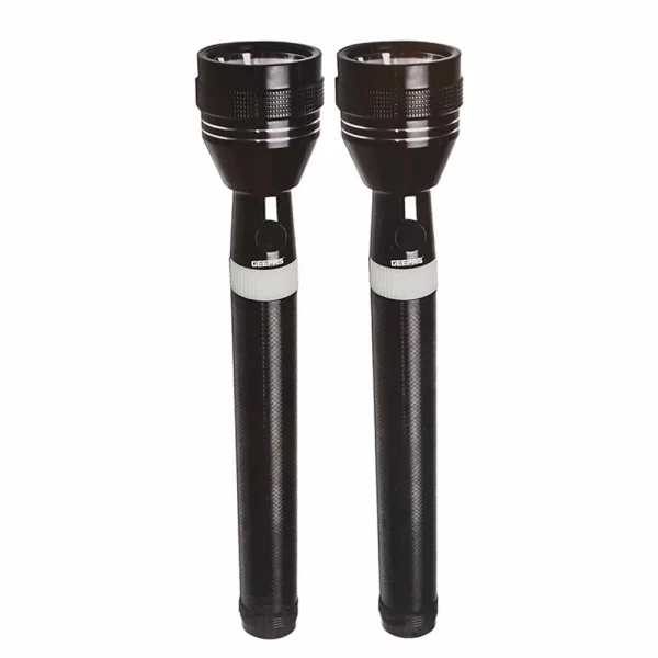 Geepas Rechargeable Led Flashlight Torch, Long Duration Time GFL4637, 3.6V 1900mAh- Black