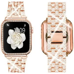 Gen 16 Smartwatch Square BT Calling for Ladies with Diamond Attached Screen and Wireless Charger-Golden Color