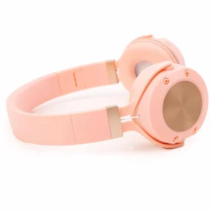 Wireless Foldable Over-Ear Headphones with Soft Pad and Long Battery Life- Peach Colour