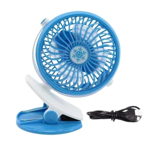 Portable Mini Rechargeable 360 Degree Rotating Handy USB Fan- Blue