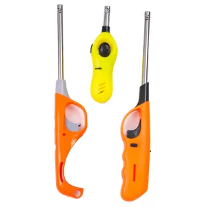 Super Quality Gas Ignition Lighter with Butane Cartridge, Pack of 2 Lighters and 1 Cartridge- Orange, Yellow