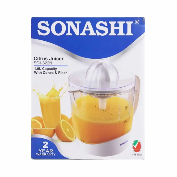 Sonashi Citrus Juice with Cones and Filter SCJ-322N 1.0 Litre- White