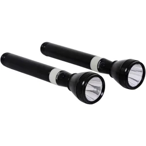 Geepas Rechargeable Led Flashlight torch Light, Pack of 2, Black