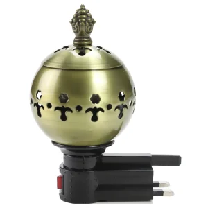 Stainless Steel Incense Burner with Plug-In, 50-60Hz 220-240V- Green