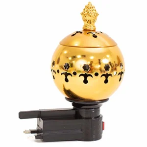 Stainless Steel Electric Incense Burner with Plug-In, 220-240V- Gold