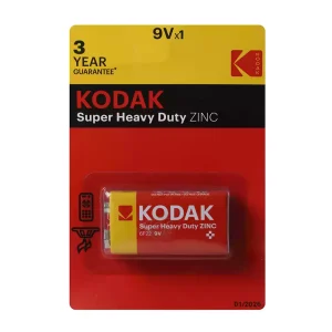 Kodak Super Heavy Duty Zinc Batteries 9VX1, No Mercury Nor Cadmium Added