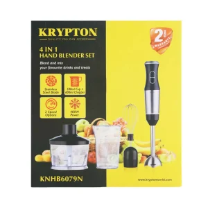 Krypton 4 in 1 Hand Blender Set with 2 Speed Options- Black