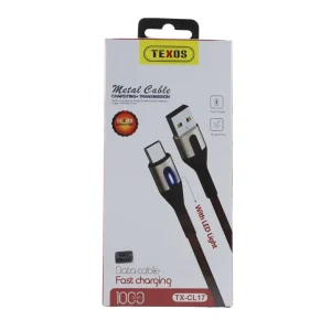 Texos Metal Cable Charging and Transmission Data Cable for Micro, Black- 1000mm