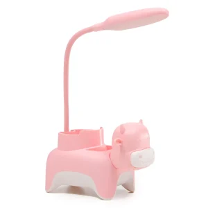 Multi-Function Touch Switch USB Charging Desk Lamp with Phone and Pen Holder Led Light- Pink