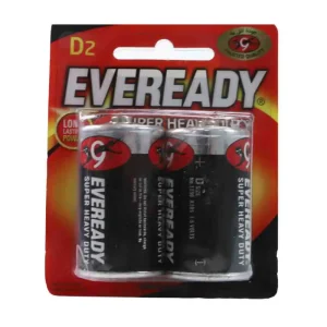 Eveready Super Heavy Duty Batteries, D Size Carbon Zinc Batteries- Pack of 2