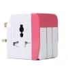 3 Way Universal Multi Adaptor with Long Switches 13A Plug- White and Pink