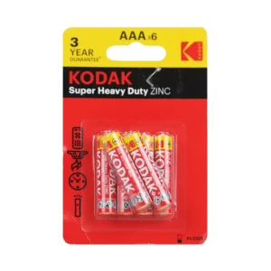 Kodak Super Heavy Duty Zinc Battery AAA 1.5V- Pack of 6 Pcs
