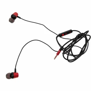 Kin In Ear Extra Bass Earphones with Microphone- Black and Red
