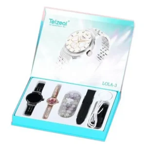 Telzeal LOLA3 Round Ladies Smart Watch with Analog Watch, Additional Strap Bracelet Combo (Gold)