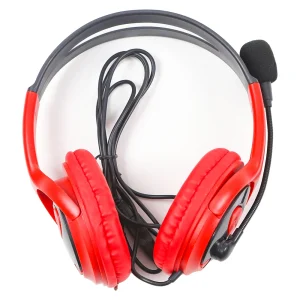 Game Headphones Microphone Design X14 Durable Headphone Wired Stereo Headset- Red