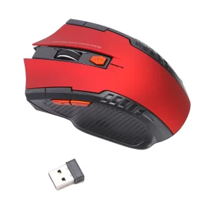 Digital PC Mouse, Wireless Mouse with USB Receiver, Red and Black- 2.4Ghz