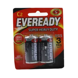 Eveready Super Heavy Duty Batteries, C Size Carbon Zinc Batteries- Pack of 2