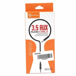 Soloffer 3.5mm Plug Aux Audio Cable, Anti Knotted Durable Soft Wire SOLO-L15- Red