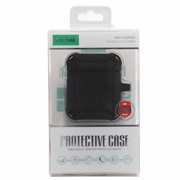 Stoptime Wireless Charging Air Pods Protective Case with Keychain, Protective and Charging Case for Air Pods- Black Colour