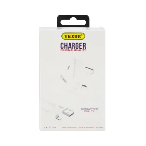 Texos USB Charger with Lightening Port Cable- White Color