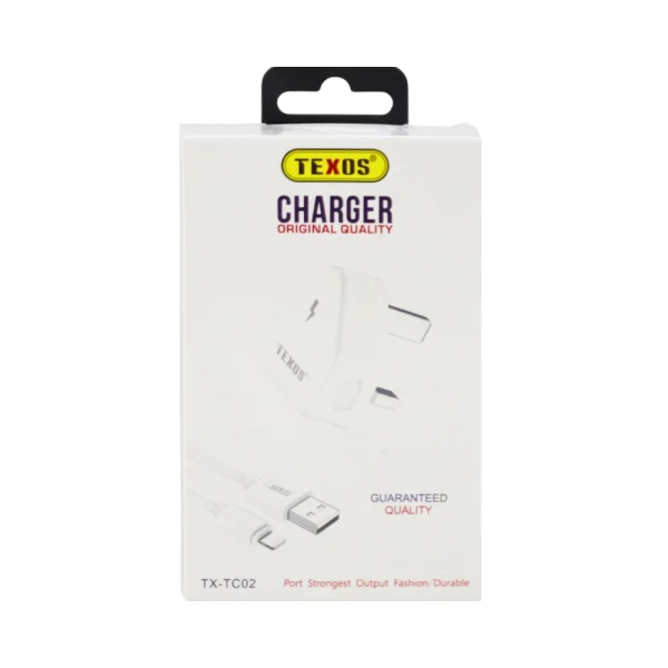 Texos USB Charger with Lightening Port Cable- White Color