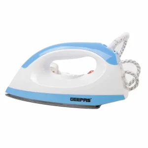 Geepas GDI7782 Dry Iron with Temperature Control, Non-Stick Coating White and Blue Iron