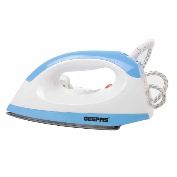 Geepas GDI7782 Dry Iron with Temperature Control, Non-Stick Coating White and Blue Iron