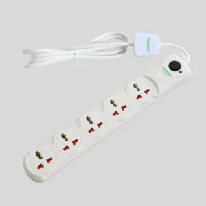 Terminator Universal Power 5 Way Extension Socket With Safety Shutters, 2mtr Cable- White