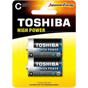 Toshiba High Power Alkaline - C LR14 1.5V Battery, Pack of 2 pcs
