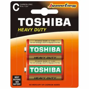 Toshiba Heavy Duty C R14 1.5V, Carbon Zinc Battery, Pack of 2 pcs
