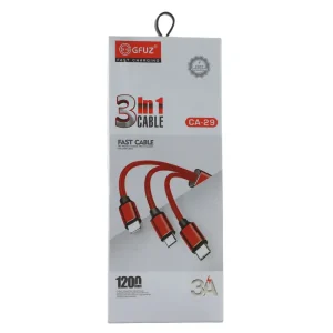 Fast Charging 3 In 1 Cable, Charging Data Cable, Blue - 120mm