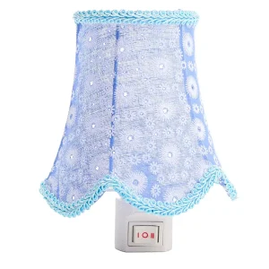 Plug in Mini Night Light Lamp, Table Lamp Multi Flower Design Bedside Lamp- Blue